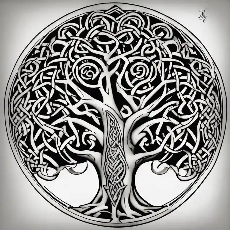 Irish shoulder tattoo, that is non-religious and has a Celtic tree half sleeve tattoos for men